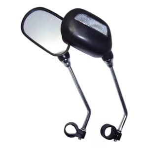 Espelho Retrovisor Bike Garra7 Quadrado Com Refletor Preto