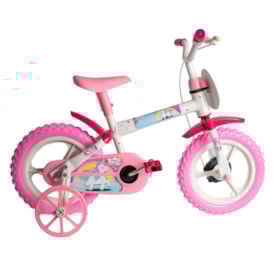 Bicicleta Aro 12 Styll Magic Raimbow Branco Rosa