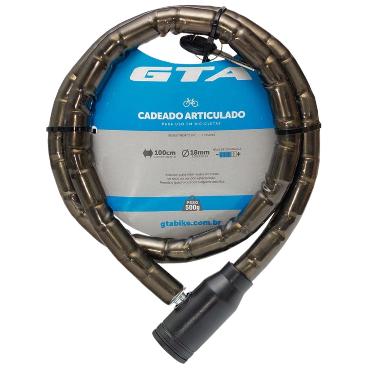 Cadeado de Bicicleta Espiral Articulado GTA Com Chave 18mm X 1M