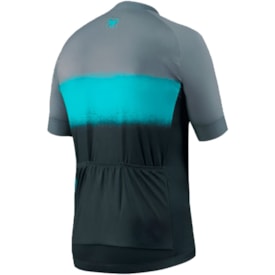 Camiseta Ciclismo Masculina Free Force Sport Cinza Azul Fluor