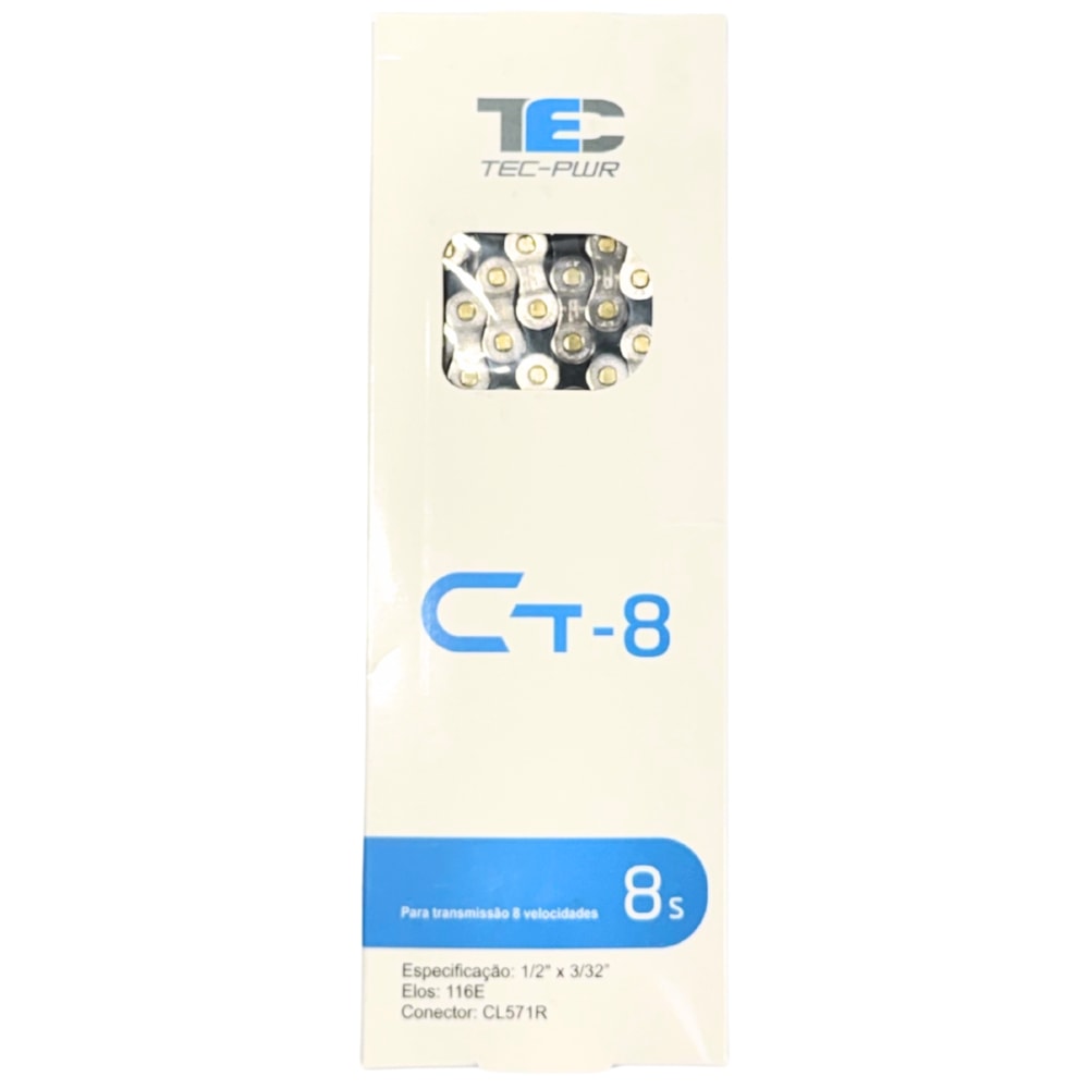 Corrente Fina Bicicleta TEC CT8 8 Velocidades 116 Elos