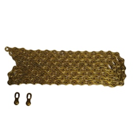 Corrente Fina KMC X9-SL 1/2x11/128 116 Elos Dourado Index 9V Vazada