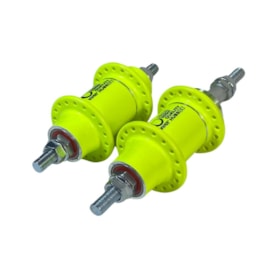 Cubo Alumínio Rosca 36 Furos com Rolamento Amarelo Neon Com Espaçador