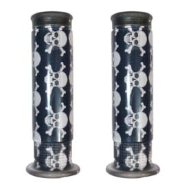 Manopla Bike Neopak Top Caveira Preto e Branco Silicone 125mm