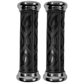 Manopla Bike Wester Adventure Preto Com Anel Cromado Borracha 120mm