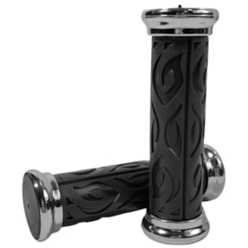 Manopla Bike Wester Adventure Preto Com Anel Cromado Borracha 120mm