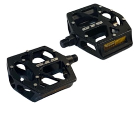 Pedal Bike GTS Plataforma Inglês 9/16 Aluminio Preto (Alto-Relevo)