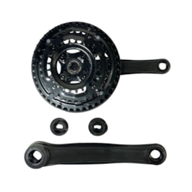 Pedivela Aço Triplo Foss 24/34/42D Preto 170mm com Protetor