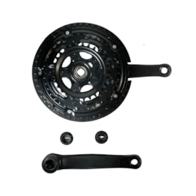 Pedivela Aço Triplo Sugino 28/38/48D Preto 170mm com Protetor