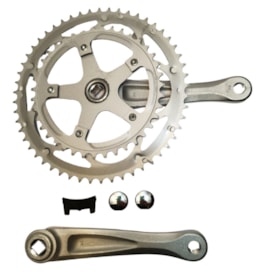 Pedivela Alumínio Duplo Sugino DLH1 39/53D Prata 170mm Ponta Quadrada