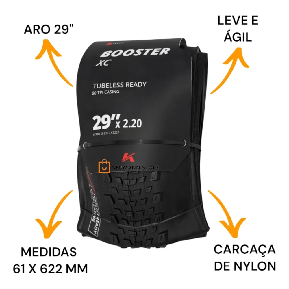 Pneu 29x2.20 Kenda Booster Elite XC SCT K1227 Kevlar Preto