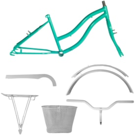 Quadro de Bicicleta 26 Samy Jady Azul Turquesa e Branco