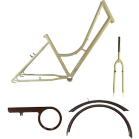 Quadro de Bicicleta 26 Samy Vintage Bege e Marrom Com Garfo